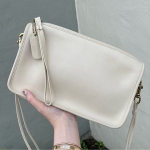 🦴 Vintage Coach Bone Basic Convertible Leather Crossbody Clutch Bag 9455🦴